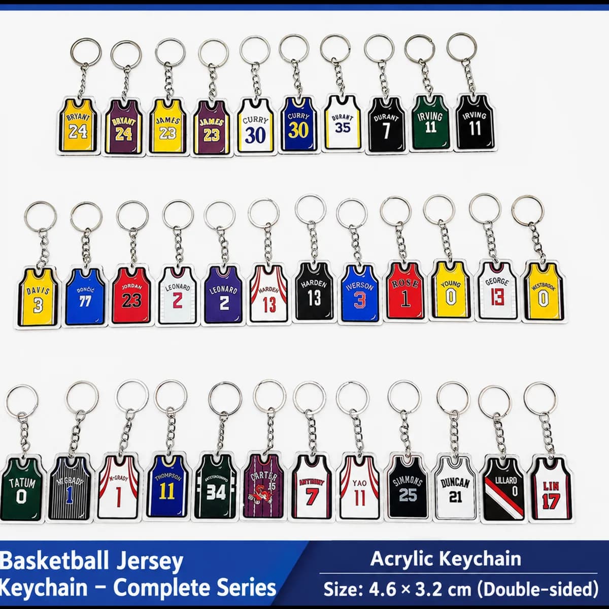Брелок NBA с баскетбольной майкой — Коби, Карри, Ирвинг, Харден и другие